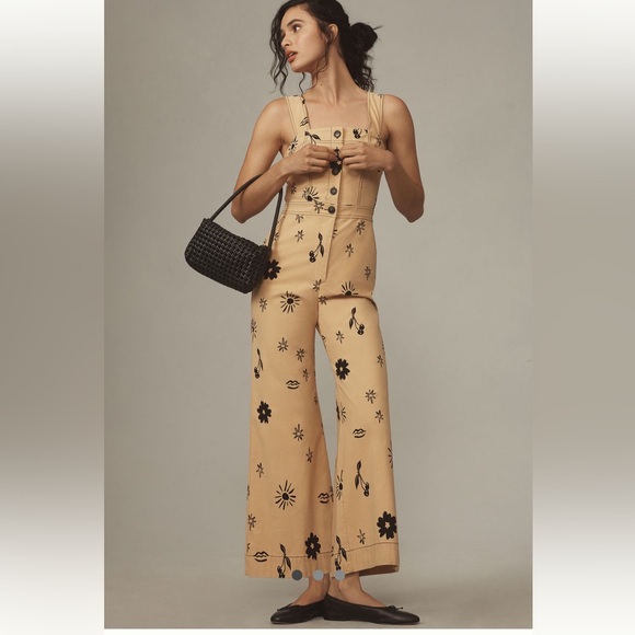 Anthropologie Pants - Maeve The Colette by Anthropologie Beige Floral Jumpsuit